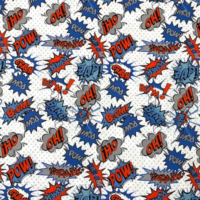 Coton à motif - POW blue